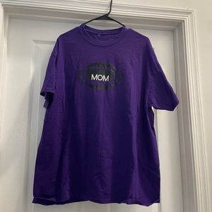 Football mom Women's T-Shirt Short Sleeve Purple Size Large
